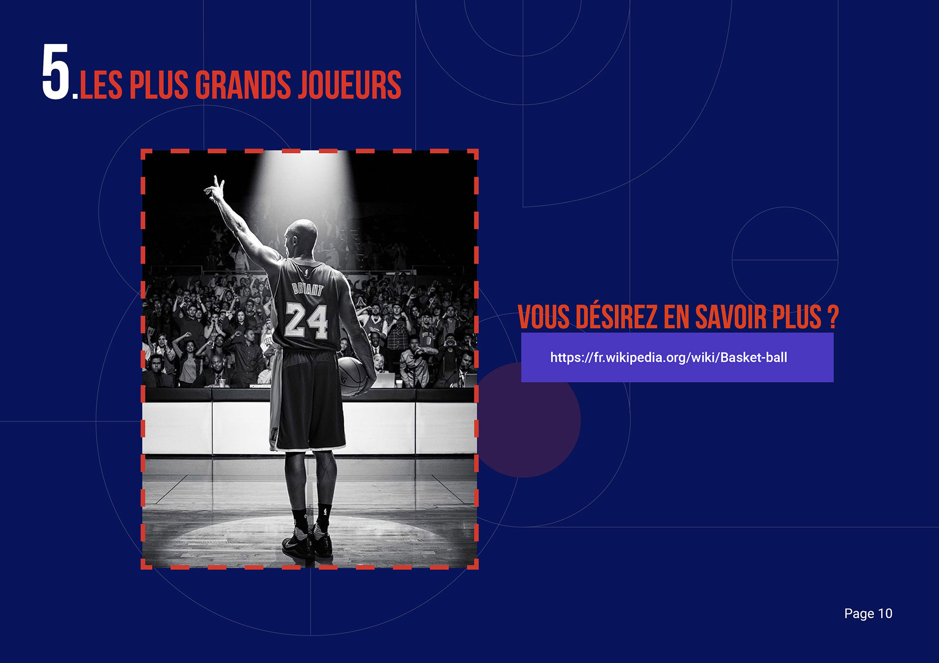 lien vers un site pour des informations complémentaires sur le basketball
