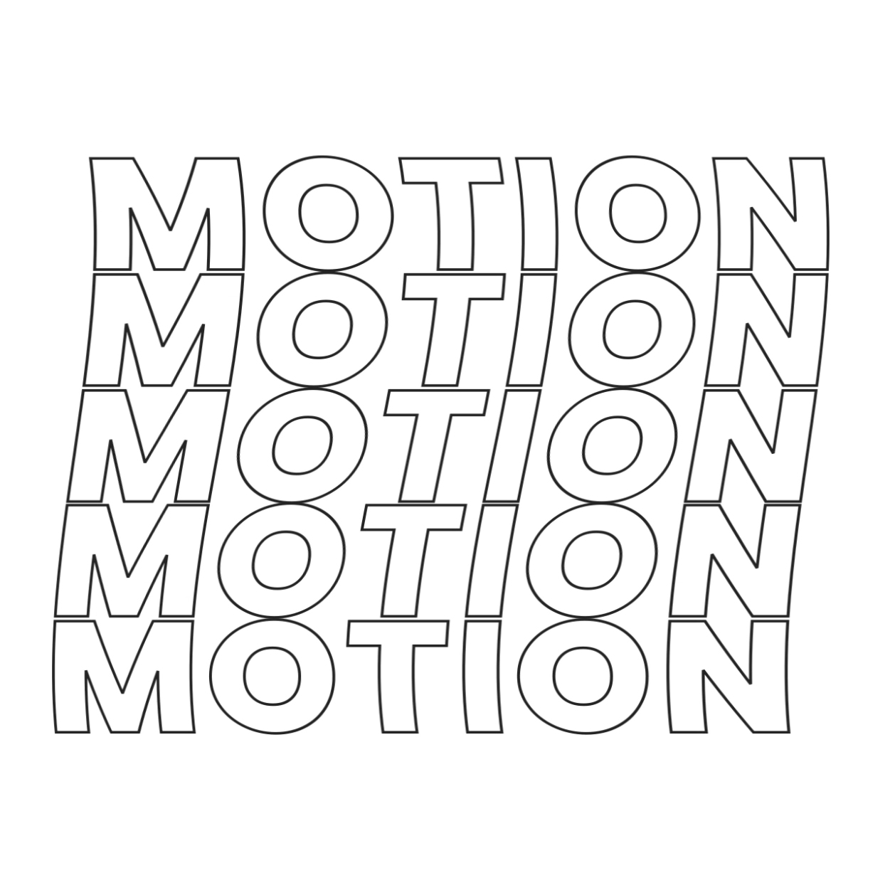 Motion design répété 5 fois. Mouvement texte. Motion Baron.